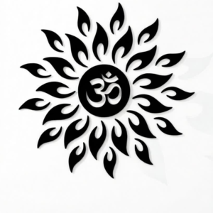 Precision CNC laser-cut metal artwork Sacred Om (ॐ) symbol with radiant sun design Premium heavy-duty steel construction Elegant matte black powder-coated finish Clean, symmetrical, and intricate detailing Rust-resistant & long-lasting durability Easy wall-mount installation Enhances positive energy & calm ambiance Suitable for homes, offices & spiritual spaces Custom sizes and finishes available