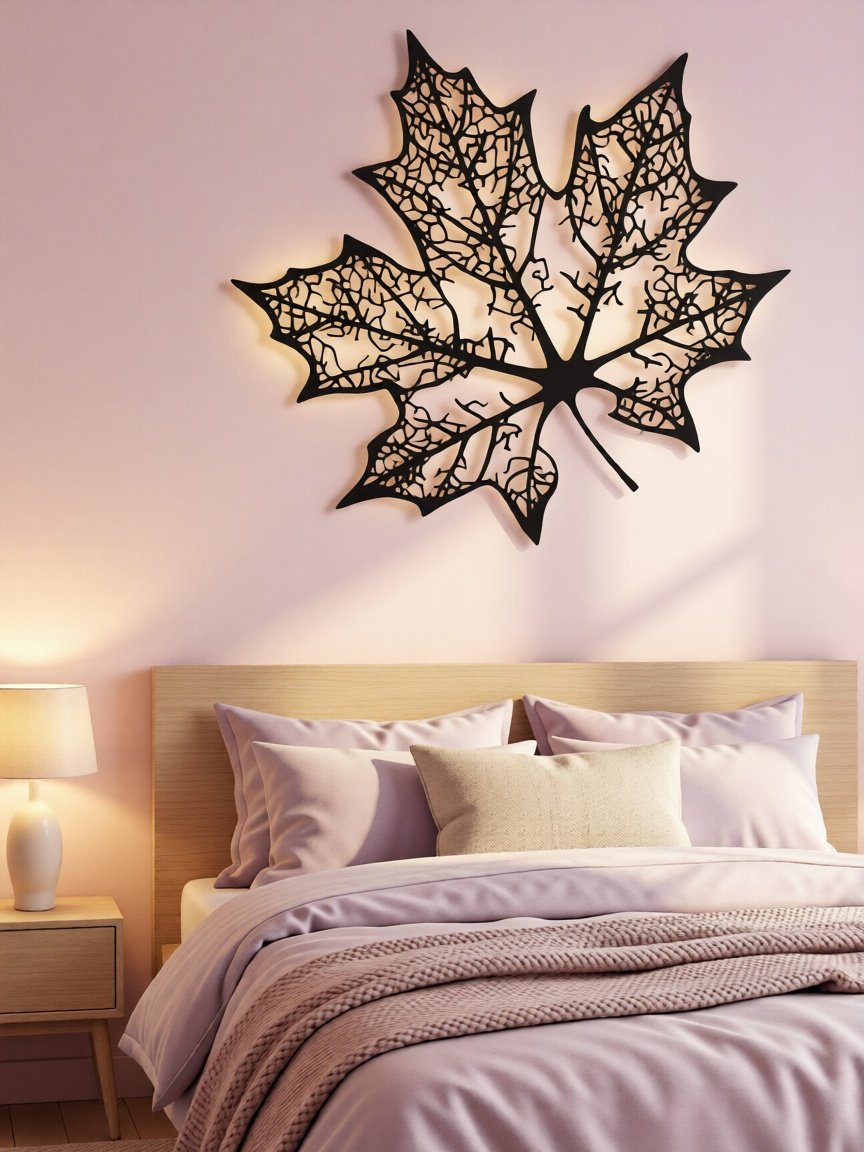 Add a warm, nature-inspired touch to your interiors with this Elegant Maple Leaf CNC BACKLIGHT WALL ART .Inspired by the beauty of nature, the intricate leaf vein detailing creates a stunning play of light and shadow, making it a perfect statement piece for modern, rustic, and contemporary spaces. Precision laser-cut from high-quality metal, this artwork delivers sharp detailing and a refined finish. Its minimalist black design blends effortlessly with wooden textures, neutral walls, and modern décor themes, enhancing stairways, living rooms, hallways, and feature walls.
