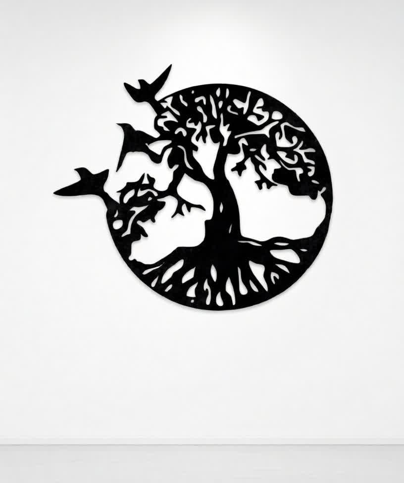 Enhance your wall décor with this elegant Tree of Life CNC Metal Wall Art, a timeless symbol of growth, strength, balance, and connection to nature. The circular design combined with flowing branches and flying birds creates a calm yet powerful artistic statement, perfect for modern and minimalist interiors. Precision-crafted using advanced CNC laser cutting technology, this wall art features smooth edges and intricate detailing. Finished in classic black, it blends effortlessly with any décor style while adding depth and sophistication to your space. Ideal for living rooms, bedrooms, offices, meditation areas, and entryways, this artwork brings harmony and artistic charm to your walls.