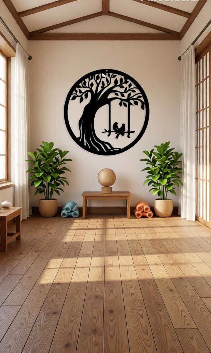 Elevate your interiors with this Romantic Tree Couple Metal Wall Art, a beautiful combination of nature-inspired design and heartfelt symbolism. Featuring an elegant tree with spreading branches and a charming swing where two love birds sit together, this artistic wall décor represents love, companionship, and togetherness. The intricate precision laser-cut metal design highlights the graceful tree branches and delicate bird silhouettes, creating a visually captivating décor piece. The matte black finish enhances the artistic detailing and gives the wall art a modern, stylish appearance that blends effortlessly with contemporary and minimalist interiors. This wall décor is perfect for those who want to bring warmth, romance, and natural beauty into their living space.