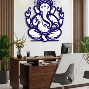 Bring divine blessings and artistic elegance into your home with this Lord Ganesha CNC Laser Cut Metal Wall Art. Designed with a beautiful minimalist outline of Lord Ganesha, this metal wall décor symbolizes wisdom, prosperity, and positive energy. The intricate design is created using precision CNC laser cutting, ensuring clean lines and perfect detailing that enhance the spiritual beauty of the artwork. The matte black metal finish adds a bold and modern touch, allowing the design to stand out beautifully against any wall color. This elegant wall art is perfect for creating a peaceful and sacred atmosphere in your home, office, or meditation space. Whether placed in the living room, entrance, temple area, or workspace, it becomes a meaningful centerpiece that blends spirituality with modern décor.
