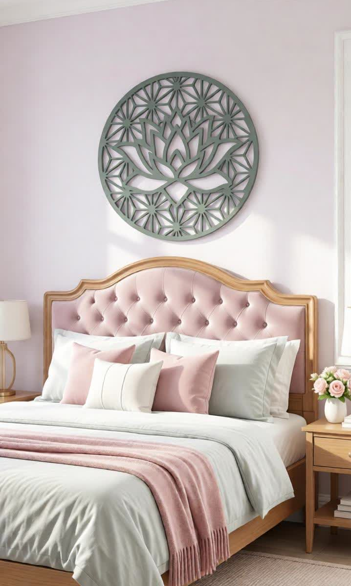 Elevate your interiors with this Elegant Lotus Metal Wall Art, a perfect fusion of spiritual symbolism and contemporary design. Featuring a beautifully crafted lotus flower surrounded by a detailed geometric mandala pattern, this artistic wall décor represents purity, peace, and positive energy. The intricate precision laser-cut metal design creates a striking visual effect that stands out beautifully against light or dark walls. The matte black finish enhances the depth and detailing of the lotus and geometric background, adding a modern and sophisticated touch to your living space. This wall décor is ideal for those who appreciate minimalist aesthetics combined with spiritual elegance, making it a perfect statement piece for modern homes and stylish interiors.