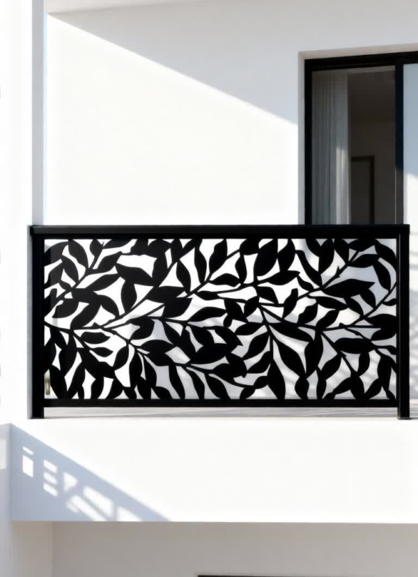 Botanical Leaf CNC Laser-Cut Balcony Railing - nixsteelart.com