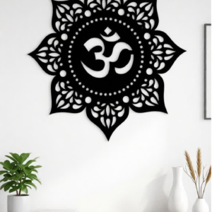 Enhance your home with spiritual elegance using this Om Mandala CNC Laser Cut Metal Wall Art. Featuring the sacred Om symbol surrounded by a beautifully detailed mandala pattern, this decorative wall piece represents peace, positivity, and spiritual harmony. Precision CNC laser cutting provides clean detailing and a premium finish, making it perfect for living rooms, meditation areas, yoga studios, pooja rooms, and modern home interiors. Crafted from durable metal and easy to install, this wall hanging adds a meaningful and stylish touch to any space.