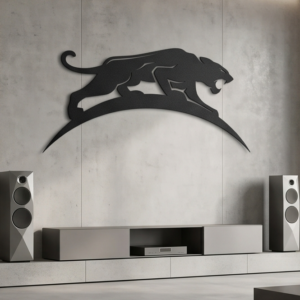 Infuse your home with raw power and timeless elegance with this Panther Prowl Metal Wall Art. Featuring a dynamic silhouette of a prowling panther in a sleek, curved design, this piece symbolizes strength, agility, and modern sophistication. The aggressive yet graceful posture and sharp, clean outlines create a captivating visual appeal that brings a sense of energy and character to any space. This wall décor beautifully blends wild nature with contemporary minimalism, making it a perfect centerpiece for high-end modern interiors.