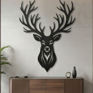 Infuse your home with the spirit of the wild and timeless elegance with this Majestic Stag Deer Metal Wall Art. Featuring a powerful and noble silhouette of a deer with grand, sweeping antlers, this design symbolizes strength, grace, and a deep connection to nature. The intricate detailing and bold outline create a captivating visual appeal that brings a sense of sophisticated rustic charm to any space. This wall décor beautifully blends lodge-style aesthetics with modern minimalist artistry, making it a perfect centerpiece for contemporary, industrial, or cabin-themed interiors.