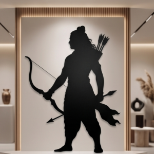 Bring strength, devotion, and timeless elegance into your home with this stunning Lord Ram Metal Wall Art. Designed with a powerful silhouette of Lord Ram holding a bow and arrow, this décor symbolizes courage, righteousness, and divine protection. The bold and minimalistic design creates a striking visual impact, making it a perfect centerpiece for any wall. Whether placed in a living room or a spiritual corner, this artwork adds a sense of positivity, culture, and heritage to your space.